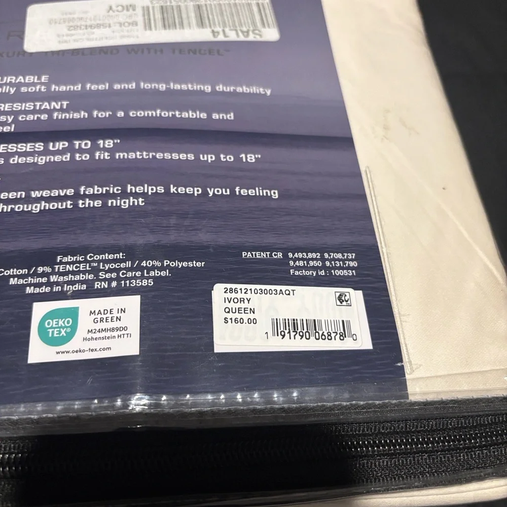 Serene Sleep Ivory QUEEN 4 Pc Sheet Set Retail $160
